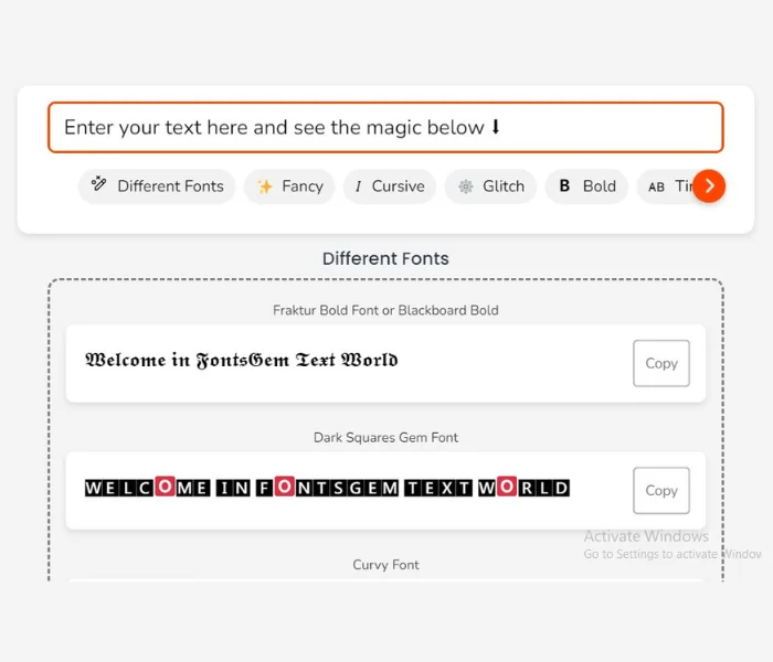 Font Generator 3 Input text