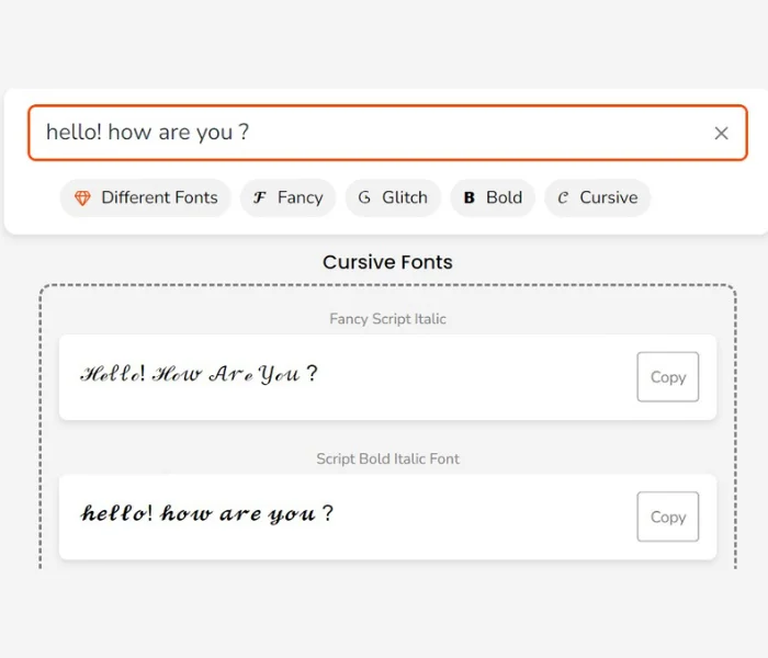 Cursive Font 3 input field