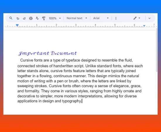 Cursive Font 9 unicode cursive text use in doc