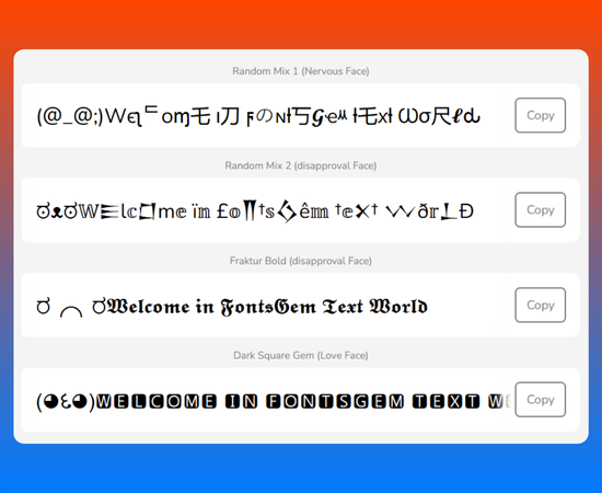 ASCII Face Decorated Fancy Font | Stylish Emotions 2 ascii fonts tool representation